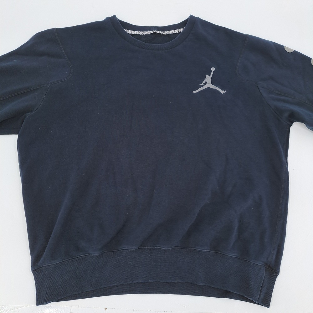 Jordan Jumpman Sweatshirt Mens XL Cotton Polyester Black Solid Sleeve Graphic - Picture 2 of 9